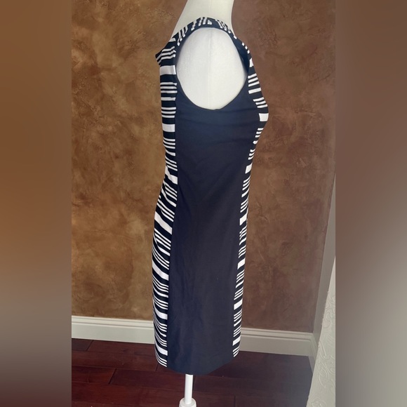 $80 EXPRESS BLACK & WHITE STRIPE BODYCON SHEATH DRESS SMALL - Picture 3 of 6